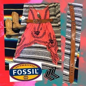 FOSSIL Genuine Leather Boho Waist Belt 🌻